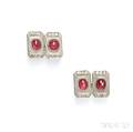 Platinum Star Ruby and Diamond Cuff Links