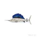 Platinum Enamel and Diamond Sailfish Brooch