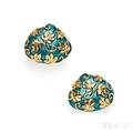 18kt Gold and Enamel Earclips Elizabeth Gage