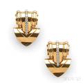 Pair of Retro 14kt Gold and Diamond Dress Clips Tiffany amp Co