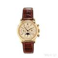 Gentlemans 18kt Gold Perpetual Calendar Chronograph Wristwatch Patek Philippe