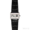 Ladys 18kt White Gold and Diamond Tank Divan Wristwatch Cartier