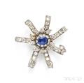 Platinum Sapphire and Diamond Brooch