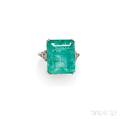 Platinum Emerald and Diamond Ring