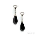 Platinum Onyx and Diamond Earpendants