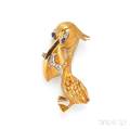 18kt Gold Gemset Pelican Brooch