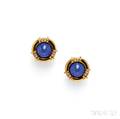 18kt Gold Lapis and Diamond Earclips Tiffany amp Co