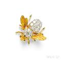 18kt Gold and Diamond Bee Brooch
