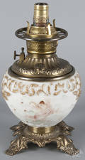 Embossed milk glass oil lamp base