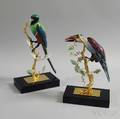 Pair of Modern Italian Porcelain Tropical Bird Sculptures