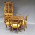 Continental Rococostyle Walnut Veneer Dining Set