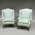 Pair of Chippendalestyle Mahogany Wing Chairs