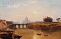 Russell Smith American 18121896 Two Views of St Peters and the Castle and Bridge of St Angelo Rome
