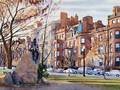 Sergio Roffo American b 1953 Late Afternoon Commonwealth Avenue Mall Boston