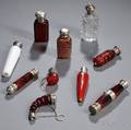 Ten Silvermounted Glass Perfumes
