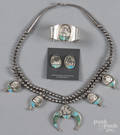 Navajo silver and turquoise squash blossom necklace