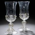 Pair of Murano Glass Candlesticks with Shades