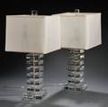 Pair of Stacked Lucitestyle Table Lamps