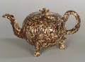 Staffordshire Lead Glazed Brown Tortoiseshell Glazed Creamware Teapot and Cover
