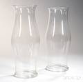Near Pair of Large Blown Colorless Glass Hurricane Shades