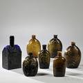 Seven Moldblown Flasks and Bottles