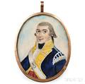English School Late 18th Century Two Portrait Miniatures of an English Military Officer and His Wife