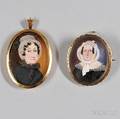 American School Mid19th Century Two Portrait Miniatures of Women
