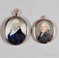 English School Late 18th Century Two Portrait Miniatures of Older Gentlemen