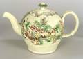Staffordshire Lead Glazed Creamware Basketwork Teapot and Cover
