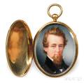 American School Early 19th Century Portrait Miniature of a Man with a Goatee