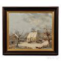 American School Late 19th Century Winter Farm Scene
