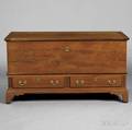 Carved and Inlaid Walnut Blanket Chest over Two Drawers