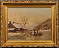 American School Early 20th Century Winter Homestead Landscape possibly Watkins Glen New York