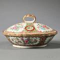 Chinese Export Porcelain Rose Medallion Octagonal Serving Dish and Cover