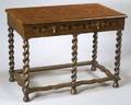 Flemish Baroque Fruitwood Marquetry Inlaid Walnut Single Drawer Side Table