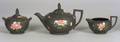 Wedgwood ThreePiece Enameled Black Basalt Tea Set