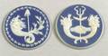 Two Wedgwood Dark Blue Jasper Dip French Revolution Medallions