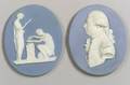 Two Wedgwood Solid Blue Jasper Medallions