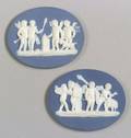 Pair of Wedgwood amp Bentley Oval Solid Blue Jasper Medallions