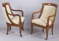 Pair of French Empire Circassian Walnut Fauteuils