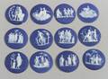 Set of Twelve Wedgwood Dark Blue Jasper Dip Medallions