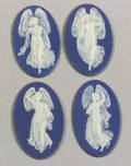 Set of Four Wedgwood Blue Jasper Dip Zephyr Medallions