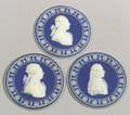 Three Wedgwood Dark Blue Jasper Dip French Revolution Portrait Medallions