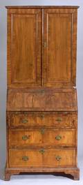 Queen Anne Walnut Bureau Bookcase