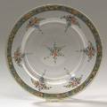 Set of Eleven Continental EnamelDecorated Colorless Glass Side Plates