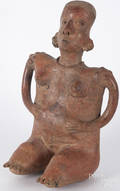 PreColumbian pottery figure of a seated woman