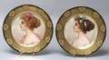 Near Pair of Viennese Painted Porcelain Portrait Cabinet Plates