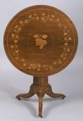 William IV Fruitwood Marquetry Inlaid Rosewood Tilttop Center Table
