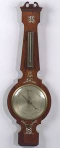 Late Georgian Rosewood Veneered and MotherofPearl Inlaid Wheel Barometer