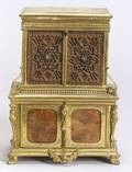 Miniature Baroquestyle Burlwood and Gilt Metal Mounted Bureauform Perfume and Jewelry Box